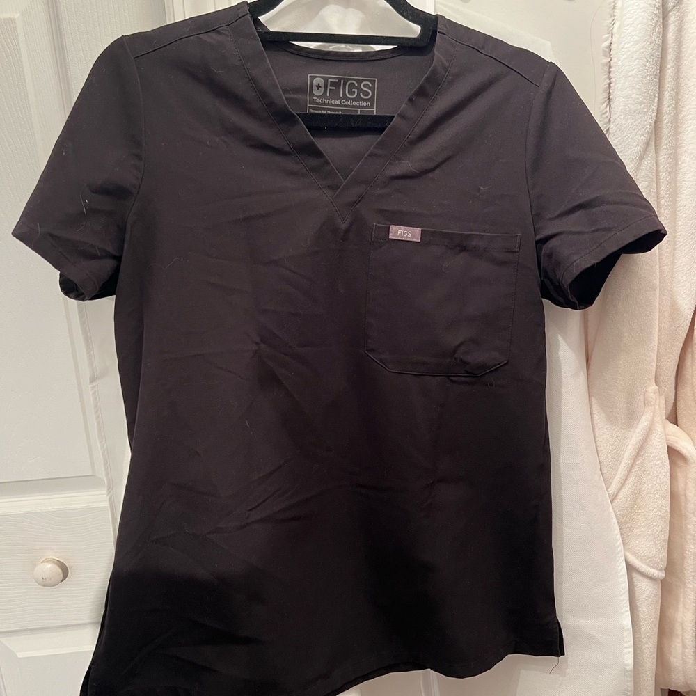 Catarina One-Pocket Scrub Top Black - Picture 2 of 3